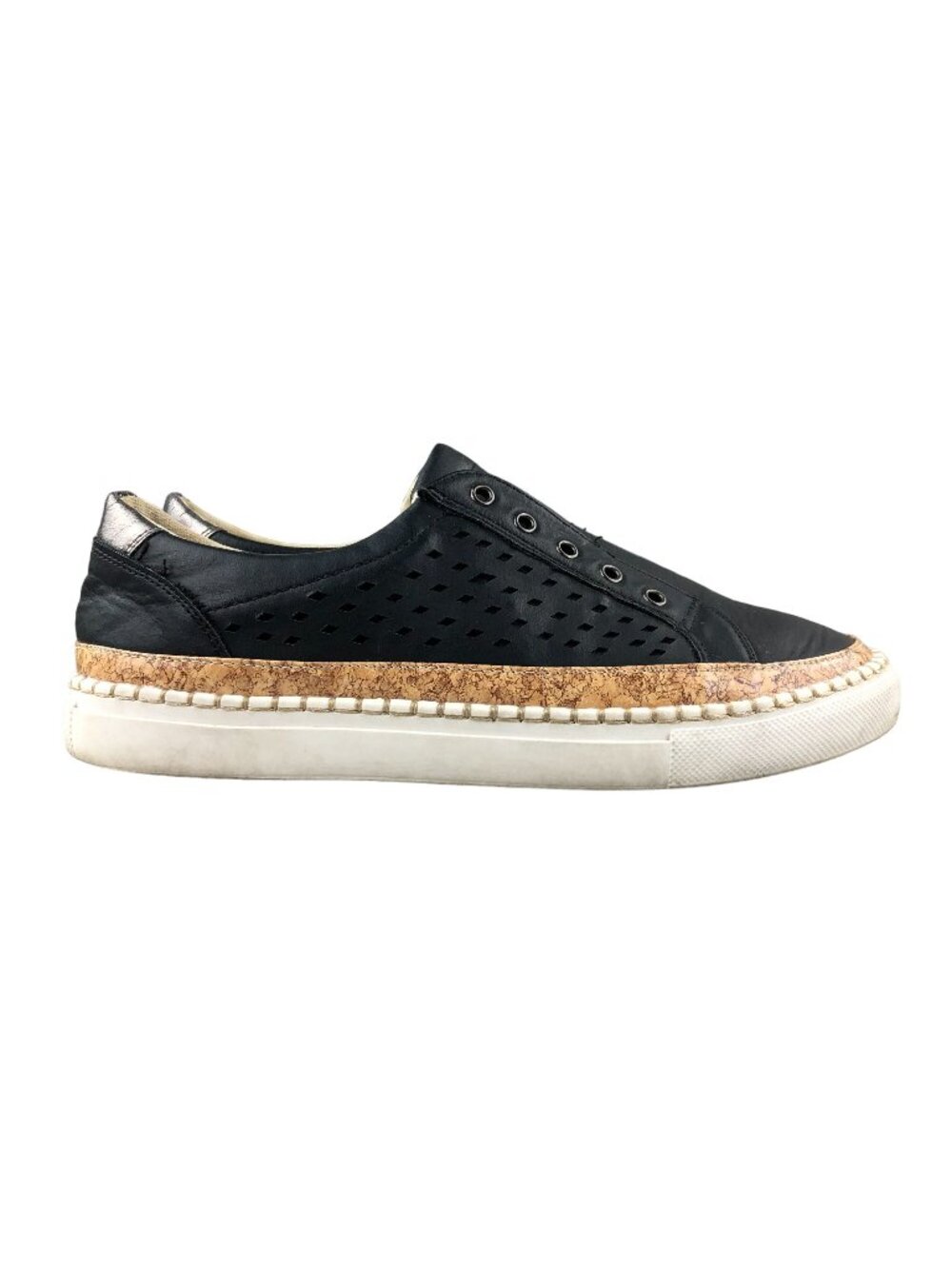 Jolimall Women's Size 8 Black Perforated Closed Round Toe Slip On Casual Shoes